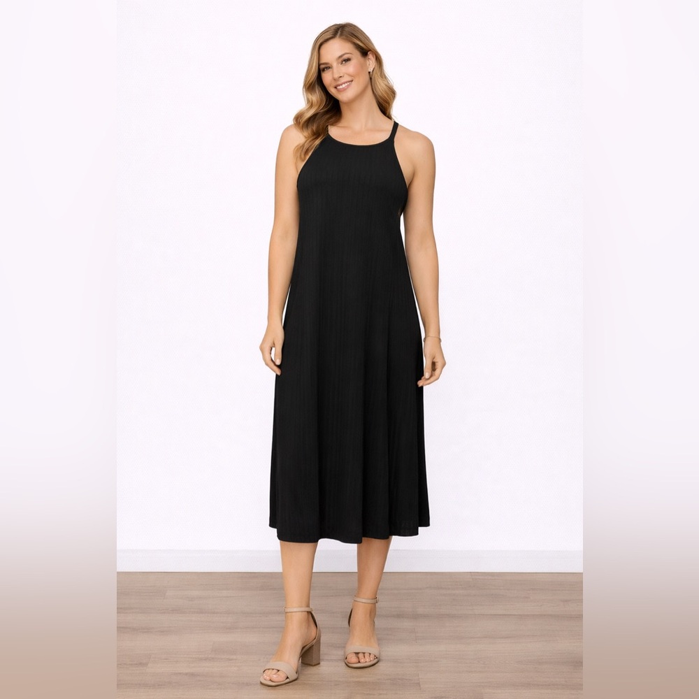 torrid Black Ribbed Halter Midi Dress